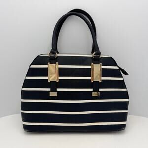 Aldo Women's Large Shoulder Bag Purse Tote Gold Hardware Black & White Stripe